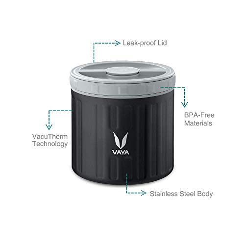 Image of VAYA PRESERVE Vacuum Insulated Lunch Box for Kids, Office Women, 260 ml Stainless Steel Tiffin Box, Meal Container, Meal Jar, Suitable for One Pot Meal,Black