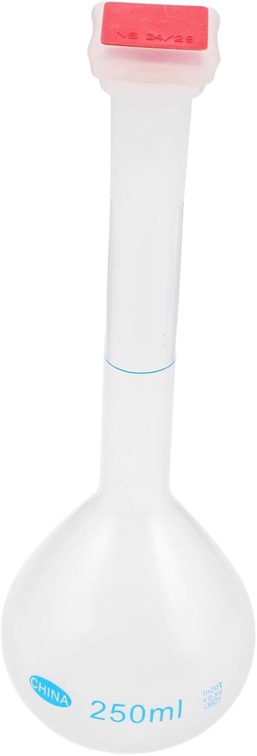 Set 2 Matraces Aforados de Plástico, frascos medidores translúcidos de cuello largo con tapa a presión, resistentes al calor, laboratorio 50–1000ml(50ML)