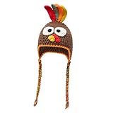 JAZGROM Baby Turkey Hat with Ear Flaps Beanie Knitted Hats for Toddler Halloween Thanksgiving Costume Dress Up Accessories Photograph Prop Carnival Party Favor Supplies Cosplay