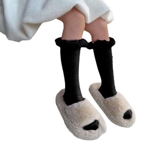 Cotton Socks with Plush Lace for Kids Stylish and Comfortable in Tube Socks Under Knee Length Stockings Stackable