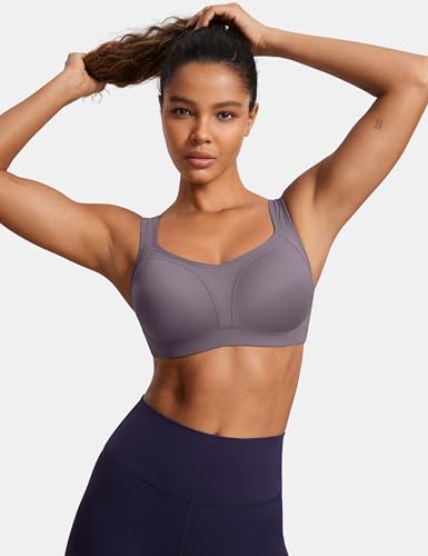 Image of SYROKAN Women's High Impact Underwire Sports Bra High Support Large Bust Padded Adjustable Straps Running Bra