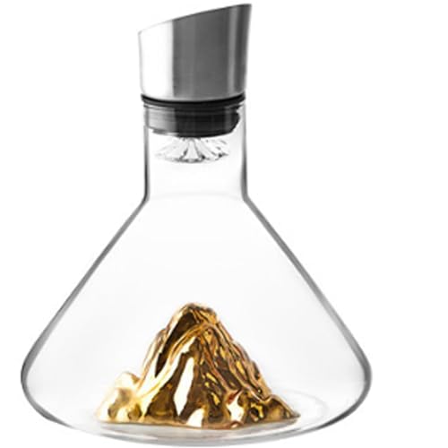 Revella Crystal Wine Decanter with Aerator, Gold Carafe for Wine Bottles