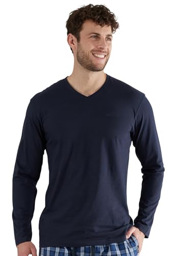 Götzburg Herren Schlafanzug Shirt (DE/NL/SE/PL, Alphanumerisch, XXL, Regular, Regular, Navy)