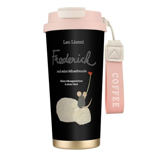 タンブラー レオ レオニ 絵本 コーヒーカップ 500ml コンビニカップ ストロー付き 蓋付き おしゃれ 水筒 魔法瓶 マグカップ 316ステンレス製 保温保冷 大容量 ストラップ付き プレゼント