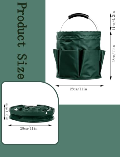 Image of Cleaning Caddy with Handle, for Cleaning Supplies Organizer Bucket | Foldable Storage Tote with 6 Pockets,17L Large Capacity Basket for Household Organizer,Laundry Room,Bathroom & Home