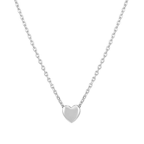 PAVOI 14K Rose Gold Plated Tiny Heart Necklace Round Circle Pendant Necklace | White Gold Necklaces for Women