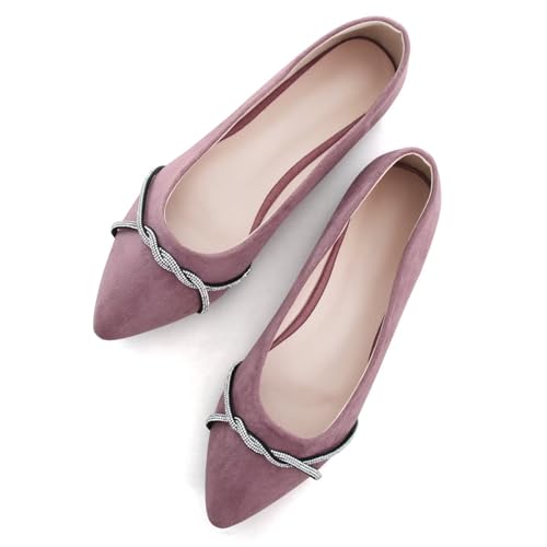Image of TN TANGNEST Womens Casual Flats Chain Ballet Flats | Fashion Pointed Toe Rhinestone Flats, Comfort Slip On Dress Shoes for Business Work Office Wedding Party