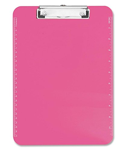 Sparco Transparent Plastic Clipboard, Flat Clip, 9X12x7/64, pink