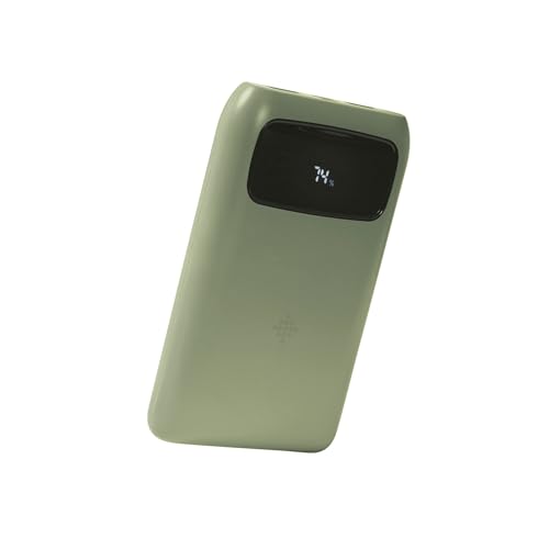 Intempo Aria Power Bank – Cargador portátil de Carga rápida, Pantalla Digital, Porcentaje de batería, 10000 MAH de Potencia, 2 Salidas USB-A, 1 Salida Type C, Carga Dispositivos hasta 3 Veces, Verde