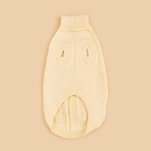 Image of Dog Sweater Soft Warm Turtleneck Knitted Clothes for Small Medium Large Pet | Comfy Wool Knit, Turtleneck & Classic Design, Easy on /off, Warm Winter Girls Boys Dogs Christmas Sweaters, Apricot, XXS