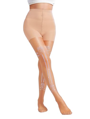 Image of FANCAME Women's Sparkle Stockings, Sheer Tights Party Rhinestone Pantyhose