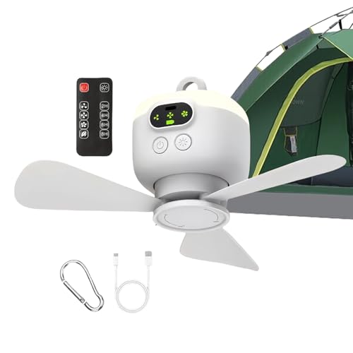 Ruwshuuk Ventilador inalámbrico para tienda de campaña, mando a distancia, ventilador de techo de cenador, soplador de viento con gancho para circulación de aire, cenador, patio, dormitorio, tienda de
