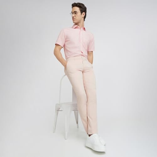 Image of Colorplus Nuvo Fit Cotton Nylon Blend Solid Piece Dyed Pattern Flat Front Casual Trouser