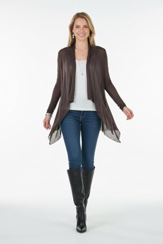 Image of ToBeInStyle Womens Open Front Long Sleeve Lightweight Asymmetrical Draped Cardigan with Side Pockets