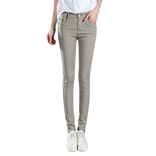 Jeans skinny extensibles pour femmes - Jeans taille basse femme avec poches, jean slim ajusté avec rehausseur de fesses, jean décontracté uni en denim...
