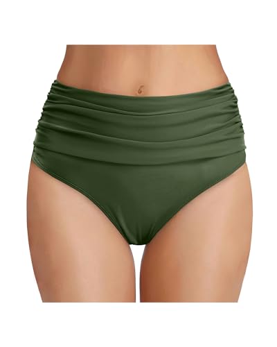Image of Tempt Me Women's High Waisted Bikini Bottom Tummy Control Ruched Bathing Suit Swim Bottom