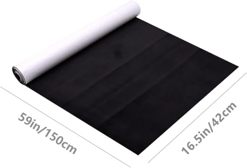 Image of Y.A. LOTUS Black Microfiber Fabric Self-Adhesive Suede Look 16.5in x 59in, Self-Adhesive Suede Decorative Film for Car, Premium Synthetic Leather
