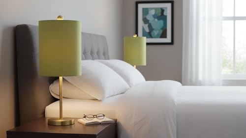 Image of Aspen Creative 31305 Contemporary Drum (Cylinder) Shaped Spider Construction Lamp Shade in Mustard Green, 8 inch wide (8 inch x 8 inch x 11 inch)