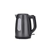 severin wk 9540 bollitore per acqua 2200 w in acciaio inossidabile, teiera elettrica con capacità massima di 1,0 litro, bollitore acqua elettrico facile da pulire, nero/grigio