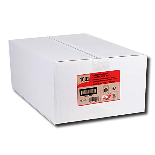 GPV - Paquet de 50 Sac à soufflet - Format (300x470x70 mm), sans fenêtre, qualité papier kraft : 120 g/m2