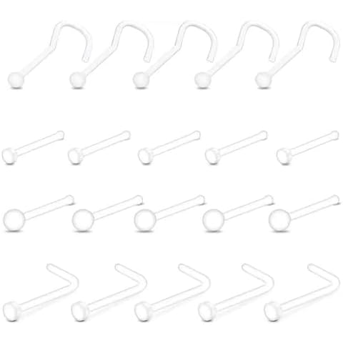 20 Pcs Clear Acrylic Nose Studs Set Cover