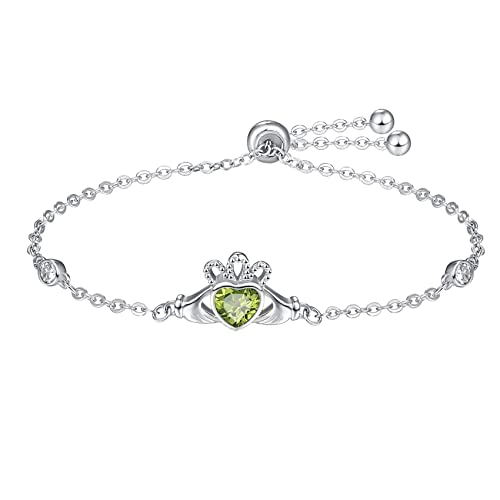 Bracelet Claddagh cœur vert en argent le cadeau idéal pour femme