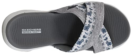 Skechers Women's On-The-Go 600-140038 Sandal, White/Gray, 9 Medium US