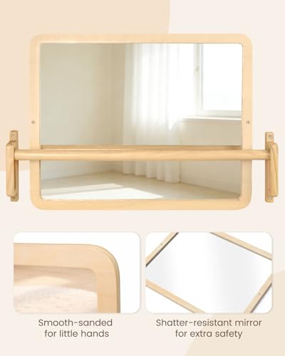 Brezlio Montessori Mirror with Bar – Adjustable Baby Pull Up Bar, Anti-Rotation Design & Acrylic Safety Baby Mirror for Wall – Tummy Time, Pull to Stand Toys for Infant Toddler Nursery - image 4