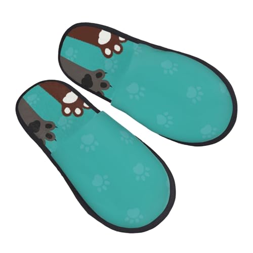 Cute Cat Paw And Dog Print Women Slippers Home Furry Shoes Keep Men Couples Shoes Warm For Women-2