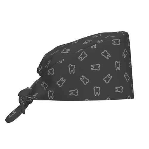 Image of Working Cap Scrub Cap with Sweatband Adjustable Unisex Women Tie Back Hat Nurse Surgical Caps