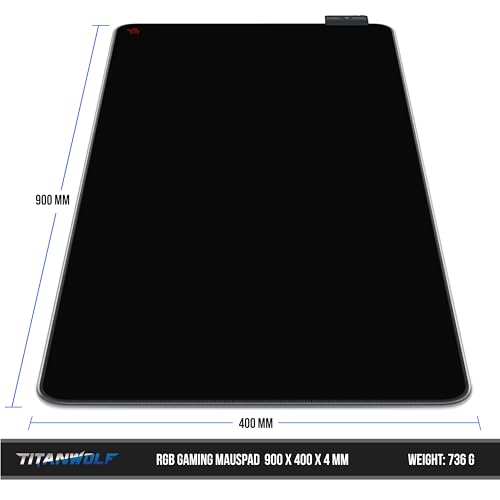 CSL - XXXL RGB Gaming Mouse Mat - LED Desk Pad - 900x400 mm Oversize - XXL Mouse Pad - LED Multi colour - 11 lighting modes - 7 LED colours plus 4 effect modes - washable - Black - Image 3