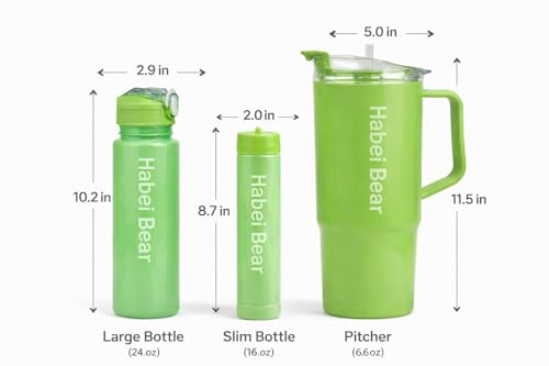 Image of Insulated Tumbler Set, Purpule Or Blue,1200ml /800ml /300ml, Double Wall with Straw and Handle, Hot Cold Drinks Coffee Water Bottles (Light Green)