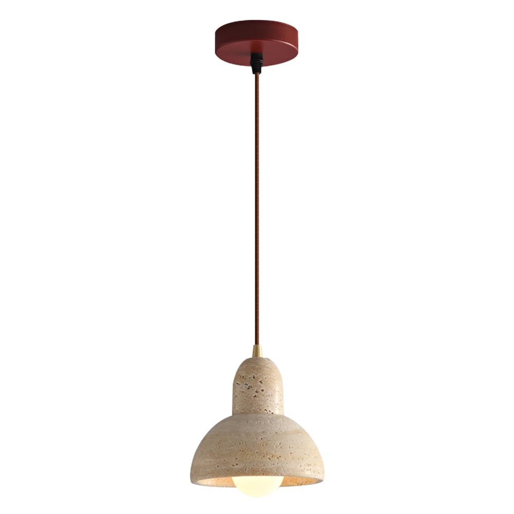 TTBDDDYH Wabi Sabi Style Pendant Lamp, E26 Light Source Yellow Travertine Hanging Light, Single Head Minimalist Chandelier, Living Room Restaurant Bedroom Decoration Light Fixtures