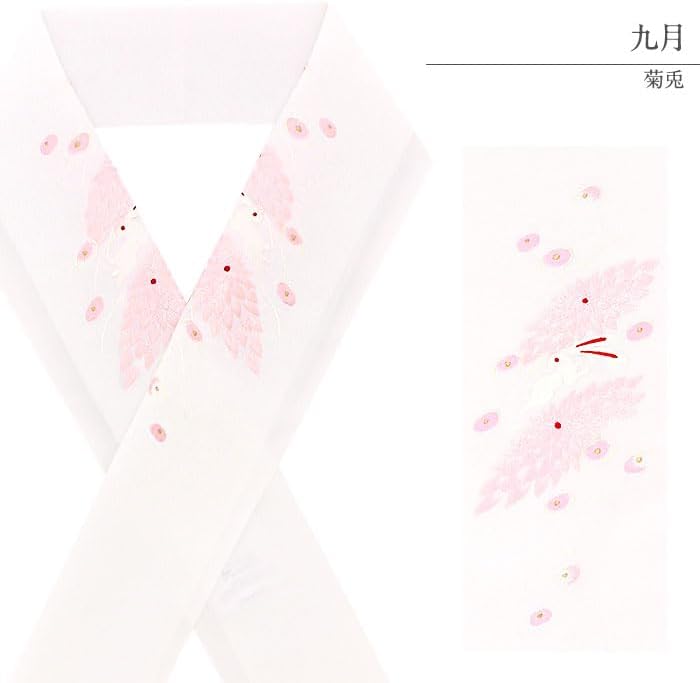 [Kisste] 半衿 半襟 はんえり 刺繍 普段 全12色 白 ポリエステル 絽 刺しゅう おしゃれ かわいい お洒落 可愛い 和