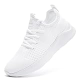 DLWKIPV Running Shoes for Men Slip on Tennis Shoes Fashion Sneakers Lightweight Breathable Casual Walking Shoes Outdoor Workout Athletic Training Gym Trainer Sport Trainers White Size 12