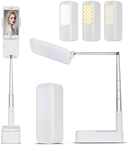 Retractable Phone Stand for Recording Retractable Remote Phone Holder Video Recording Phone Holder Selfie Stick with Light for Teaching Supplies Photography/Makeup/TikTok Streaming