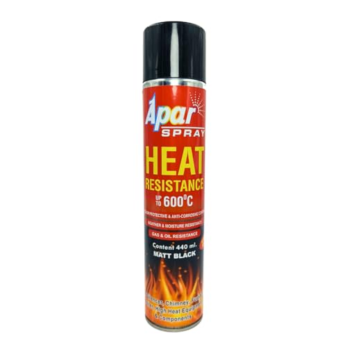 Image of APAR High Heat Resistant Spray Paint MATT BLACK (upto 600C) -440 ml, For silencer, boiler,chimneys etc (HR Matt Black)