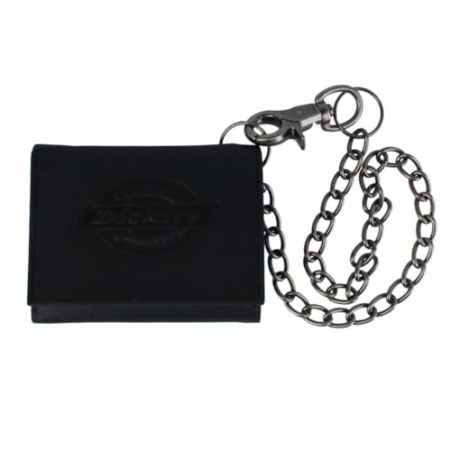 Dickies Men's Leather Trifold Wallet with Chain