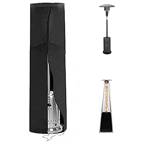 Bicherub Patio Heater Covers Patio Heater Dust Cover Waterproof Outdoor Garden Pyramid Torch Heater Covers Dustproof Electric Standup Furnture Covers For Triangle Glass Tube Heaters Black 221x61x53cm Cover