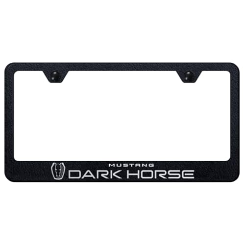 Au-TOMOTIVE GOLD, INC. Officially Licensed Laser Etched Stainless Steel License Plate Frame for Mustang Dark Horse (Rugged Black)