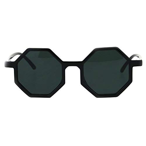 SA106 Pimp Octagon Squared Hippie Plastic Sunglasses All Black