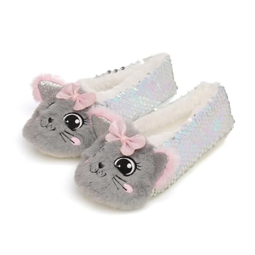 Chaussons confortables filles avec semelle antidérapante et nœud élégant