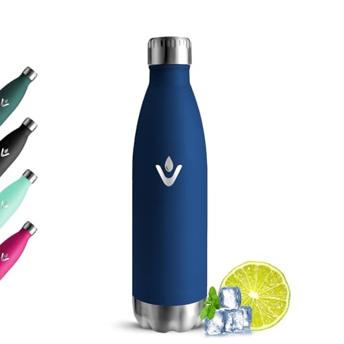 Grsta Botella Agua Acero Inoxidable 500ml, Botella Agua a Prueba de Fugas, Cantimplora Termica, Mantiene 24H Frio/12H Calor, Reutilizable Termo Sin BPA para Oficina, Bicicleta, Colegio, Niños
