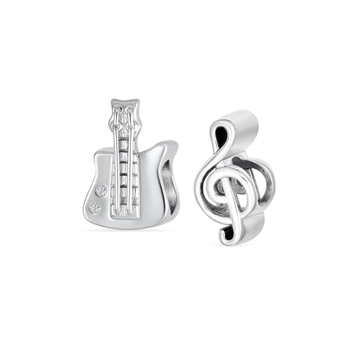 Abalorios de Notas Musicales y Guitarra en Plata .925 para Pulsera