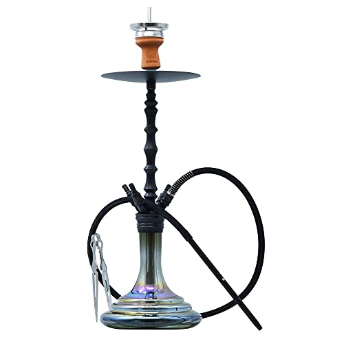 Shisha Set 29" Aluminium Shisha Kit mit stabilem Glastank Silikon Shisha Schlauch Ton Shisha Schüssel 4 Schlauchadapter für besseren Rauchgenuss