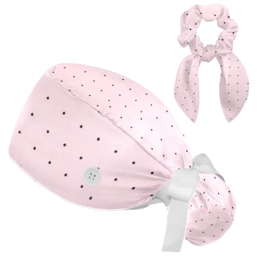 Image of Butterfly Scrub Cap Women with Ponytail & Buttons Adjustable Surgical Nurse Hat with Cotton Sweatband for Long Hair