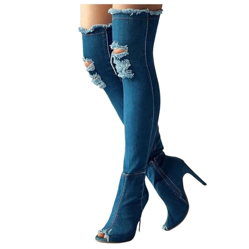 Thigh High Boots for Women Over The Knee Boot Soft Leather Suede Tall Boots Wide Calf Wide Width Block Heel Stretchy High Boots Pointed Toe Pull On High Boots Side Zipper Long Sexy Boots4