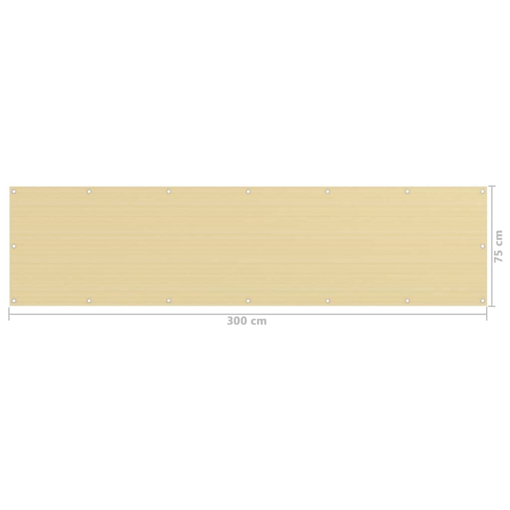 Écran de Balcon Anthracite 75x300 cm en PEHD Brise-Vue Respirant Perméable au Vent et à l'Eau pour Clôture de Terrasse Jardin et Cours Extérieures
