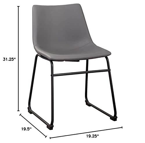 Signature Design By Ashley Centiar Urban Industrial Faux Leather Bucket Dining Chair, 2 Count, Gray #TOP2