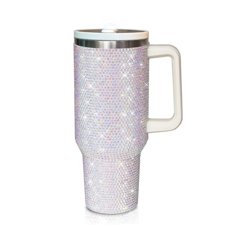cuteolivia 40 Oz Rhinestone Studded Tumbler with Handle...